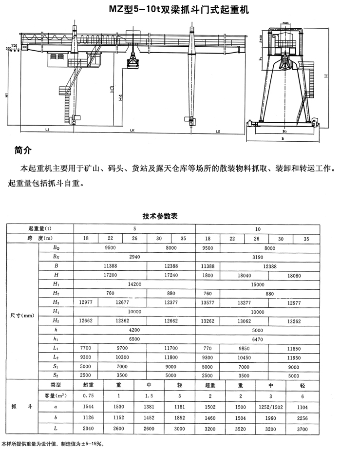 MZ型双梁抓斗门式起重机