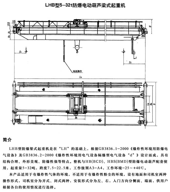 LHB型防爆电动葫芦桥式起重机